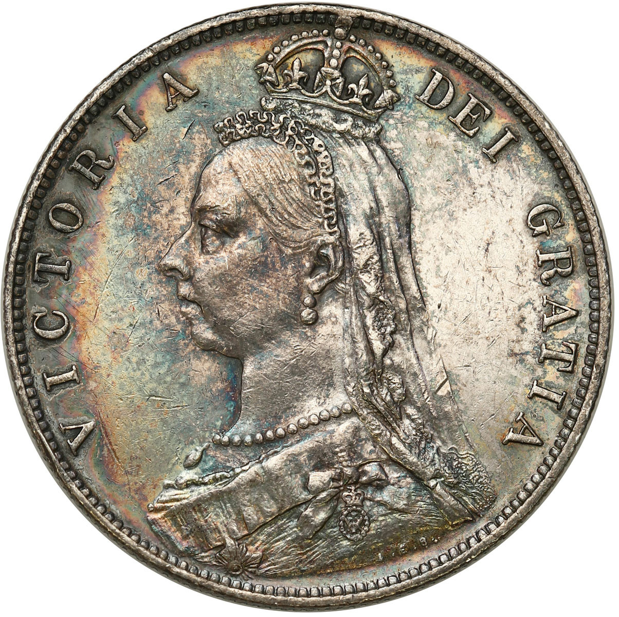 Wielka Brytania, Wiktoria (1837-1901). 1/2 korony 1889, Londyn